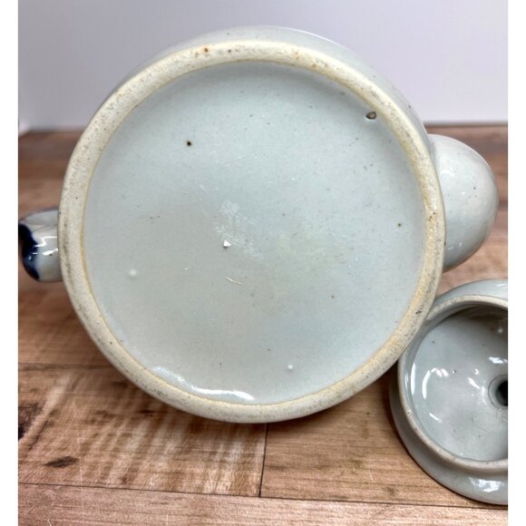 Ceramic Teapot With Lid White With Blue Rim 6-Cup Capacity Handcrafted Pottery S - Picture 5 of 5